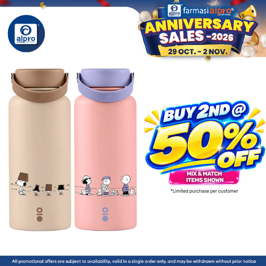 Montigo Ace Bottle Mega Peanuts Playbook Collection (Snoopy Desert March / Snoopy Snack Time) 950mL | Timeless Moments
