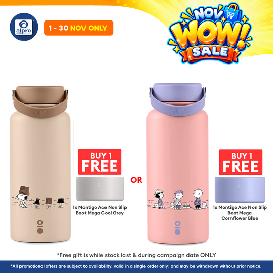 Montigo Ace Bottle Mega Peanuts Playbook Collection (Snoopy Desert March / Snoopy Snack Time) 950mL | Timeless Moments