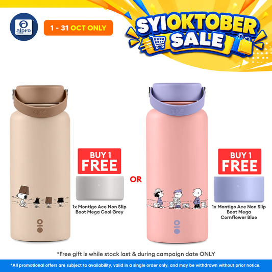 Montigo Ace Bottle Mega Peanuts Playbook Collection (Snoopy Desert March / Snoopy Snack Time) 950mL | Timeless Moments