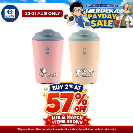 Montigo Sense Coffee Cup Regular Peanuts Playbook Collection (Snoopy Stands Up / Snoopy Troop Exit) 340mL Montigo