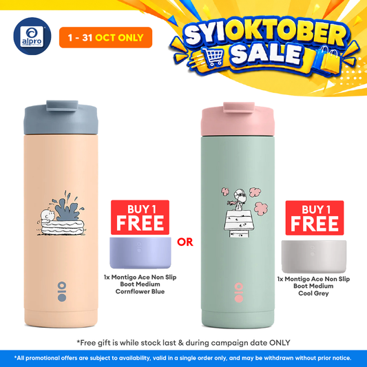 Montigo City Flask Peanuts Playbook Collection (Snoopy Shot Down / Snoopy Pool Drop) 530mL | Timeless Peanuts Moments