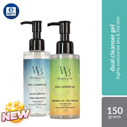 WeBeauty Dual Cleanser Gel (Kacip Fatimah + Rose Geranium / Tongkat Ali + Tea Tree) 150g | Gentle Moisturising Cleanser WeHealth