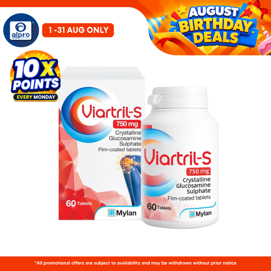 Viartril-S 750mg 60s | Crystalline Glucosamine Sulphate Film-Coated Tablets Viartril-s
