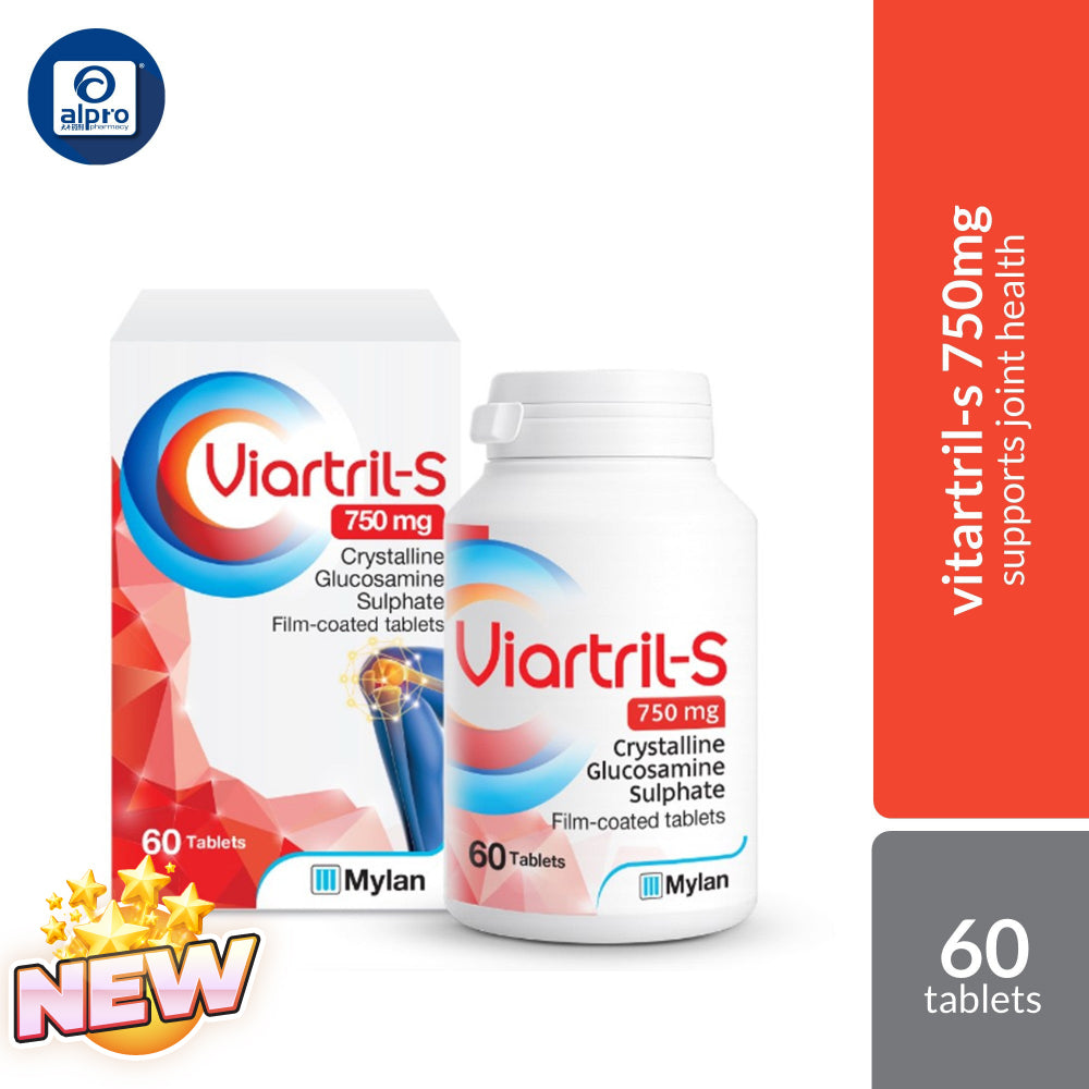 Viartril-S 750mg 60s | Crystalline Glucosamine Sulphate Film-Coated Tablets Viartril-s