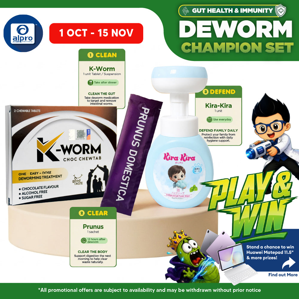 (Deworm Champion Set) K-Worm Chewtab, Paw-Shaped Foam Wash and Prunus Domestica