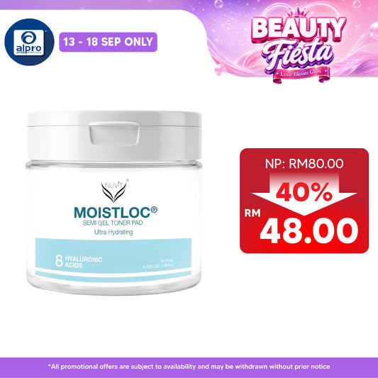 NUViT MOISTLOC Ultra Hydrating Semi Gel Toner Pad 60 Pads (190mL) | 8D Hyaluronic Complex for Long-Lasting Hydration