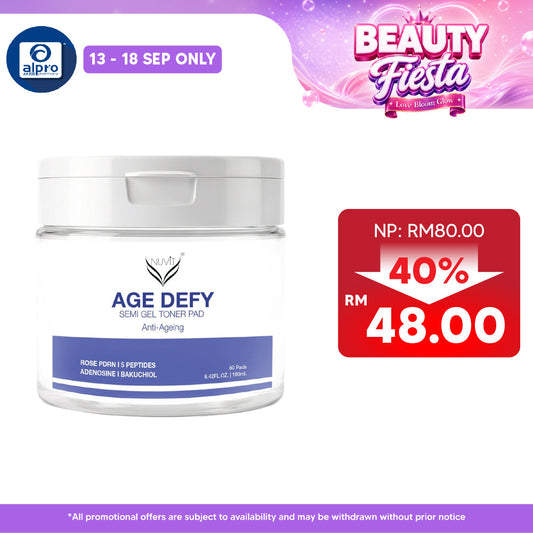 NUViT AGE DEFY Semi Gel Toner Pad 60 Pads (190mL) | Rose PDRN, Peptides, Adenosine & Bakuchiol for Firmer-Looking Skin