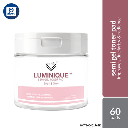 NUViT LUMINIQUE Semi Gel Toner Pad Bright & Glow 60 Pads | Improve Skin Clarity & Radiance