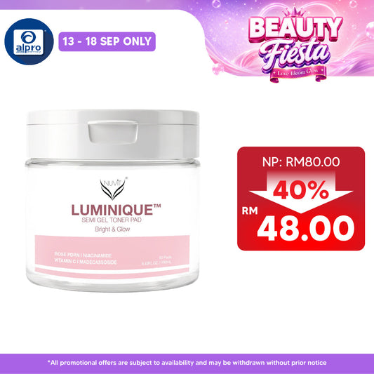 NUViT LUMINIQUE Semi Gel Toner Pad 60 Pads (190mL) | Niacinamide, Vitamin C & Rose PDRN for Brighter, Radiant-Looking Sk