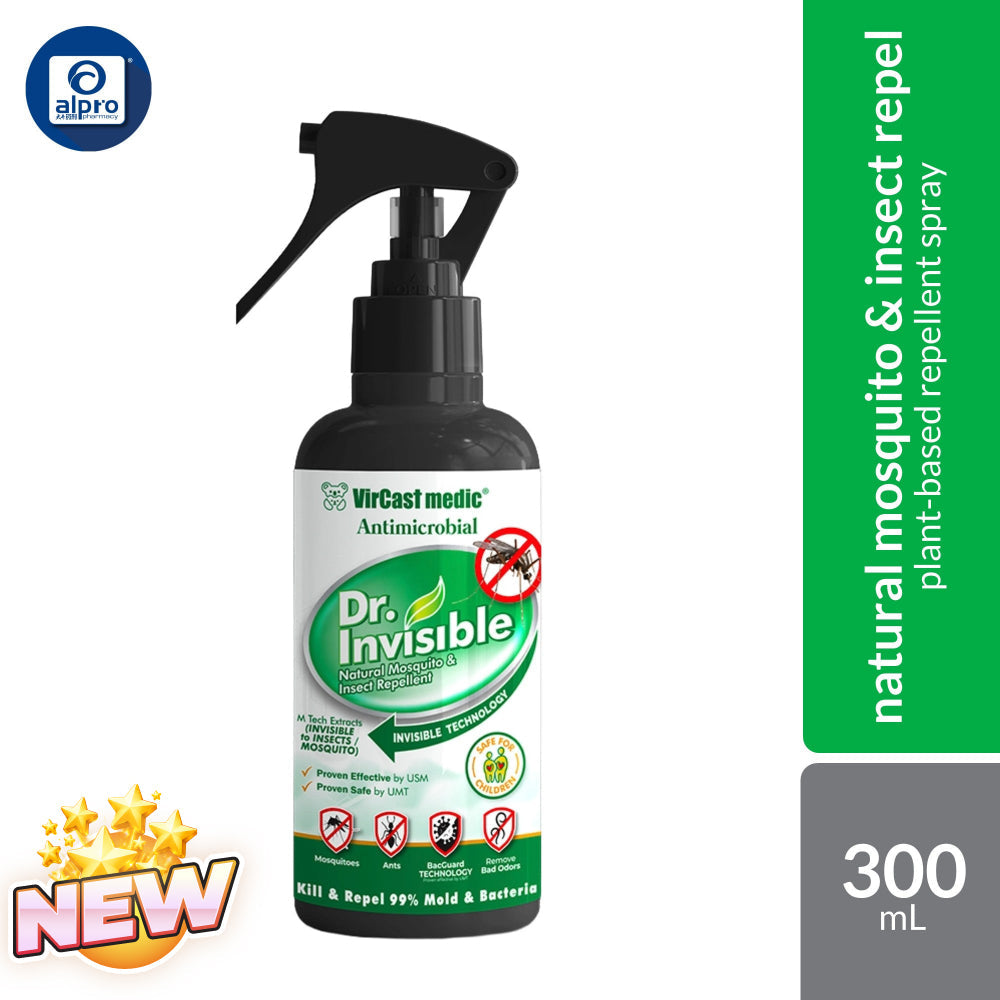 VirCast Medic Dr. Invisible Natural Mosquito Repellent Spray 300mL | Plant-Based Repellent Spray VirCast Medic