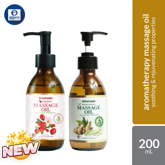 VirCast Medic Massage Oil (Rosehip / Ginger & Lemongrass) 200mL | Soothing & Rejuvenating Properties VirCast Medic