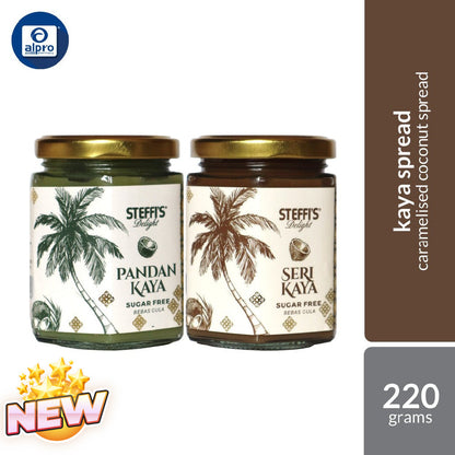 Steffi's Sugar Free (Sri Kaya / Pandan Kaya) 220g | Traditional Kaya Spread with Maltitol Sugar Substitute Steffi's