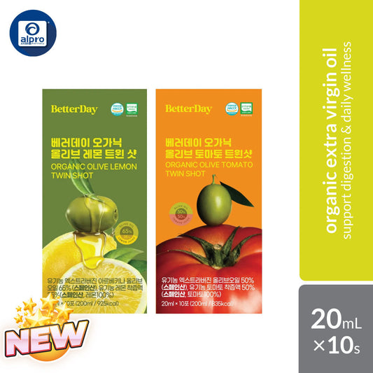 BetterDay Organic Olive (Lemon / Tomato) Twin Shot 20mL ×10s | Support Digestion & Daily Wellness BetterDay