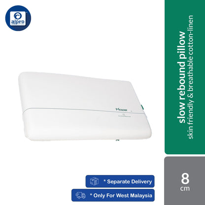 Masper P1 Slow Rebound Pillow 8cm | Skin Friendly & Breathable Cotton-Linen Masper