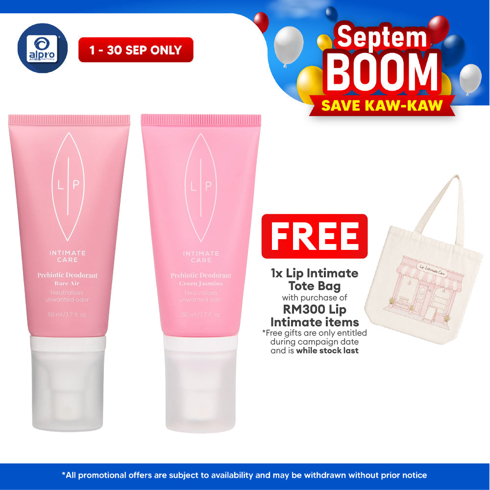 Lip Intimate Prebiotic Deodorant (Bare Air / Green Jasmine) 50mL | Absorbs Sweat & Odour Effectively Lip Intimate Care