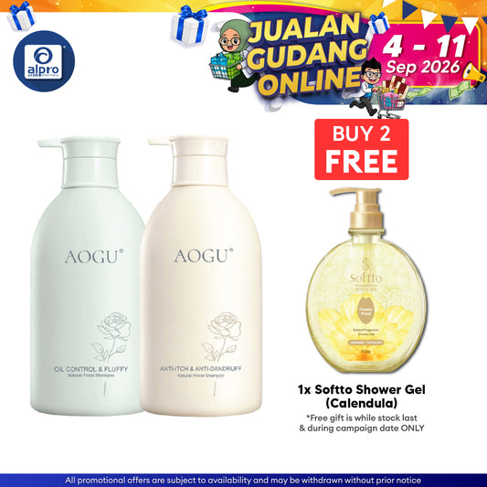 Aogu Flower Scented Shampoo (Oil Control & Fluffy / Anti-Itch & Anti-Dandruff) 550mL | Up To 48h Flower Fragrance Aogu