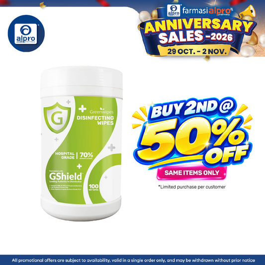 Greenwipes GShield 70% Alcohol Wipes 100s | Fast-Drying & Residue-Free Formulation