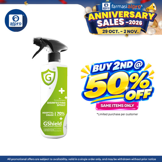 Greenwipes GShield 70% Alcohol Spray 500mL | Fast-Drying & Residue-Free
