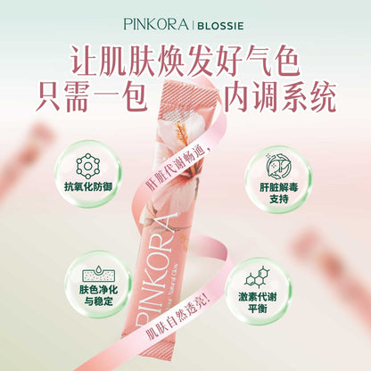 Pinkora Blossie Oral Beauty Drink (Botanical Beverage Hibiscus) 5g ×15s | Supports Skin Health & Radiance Within Paraller Skin Care