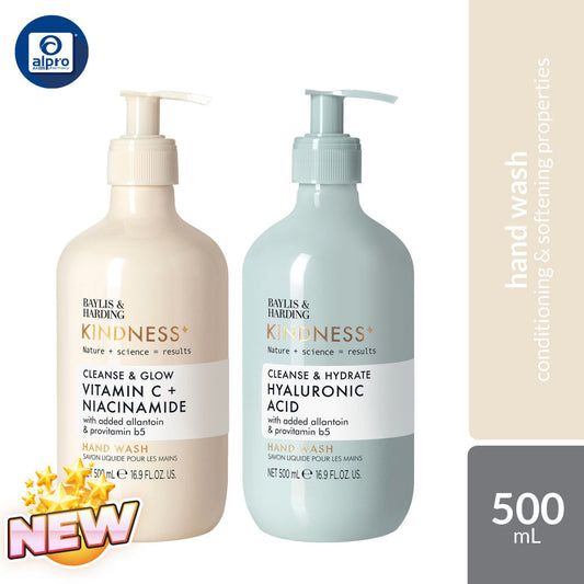 Baylis & Harding Kindness+ Hand Wash (Vitamin C Brighten/Glow / Hyaluronic Acid Moisture & Hydrate) 500mL Baylis & Harding