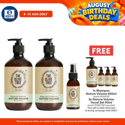 The Olive Tree Hair Fall Rescue Set Nature Volume Trio (Shampoo, Conditioner, Hair Serum) The Olive Tree