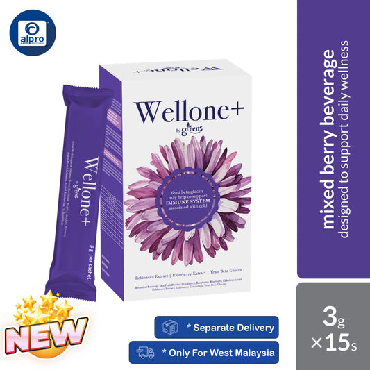 Greens Wellone+ Echinacea Mixed Berries Drink with Yeast Beta-Glucan 3g 15s | Designed To Support Daily Wellness GREENS