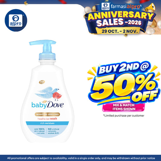 Baby Dove Head To Toe Wash Rich Moisture 400mL | Tear-Free & Hypoallergenic Baby Wash for Delicate Skin