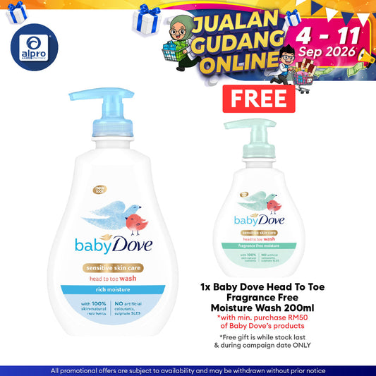 Baby Dove Head To Toe Wash Rich Moisture 400mL | Tear-Free & Hypoallergenic Baby Wash for Delicate Skin Dove