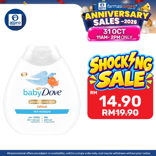 Baby Dove Rich Moisture Lotion 200mL | Gentle Hypoallergenic Baby Lotion for Dry & Sensitive Skin