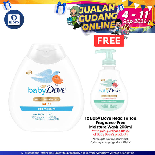 Baby Dove Rich Moisture Lotion 200mL | Gentle Hypoallergenic Baby Lotion for Dry & Sensitive Skin Dove