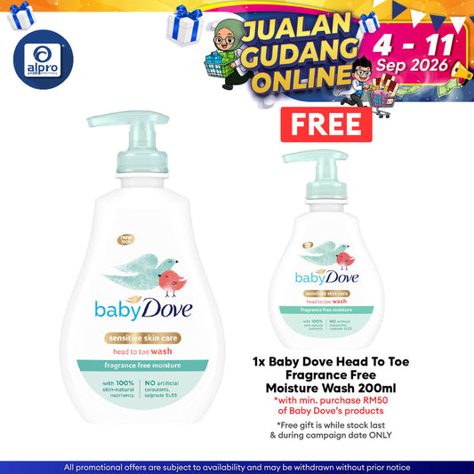 Baby Dove Head-To-Toe Wash Sensitive Skin Care 400mL | Fragrance-Free & Hypoallergenic Baby Wash for Sensitive Skin Dove