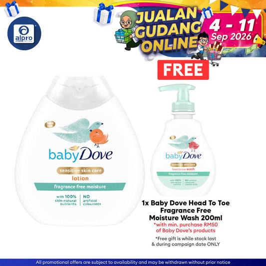 Baby Dove Fragrance Free Moisture Lotion 200mL | Hypoallergenic & pH-Neutral Baby Lotion for Sensitive Skin Dove