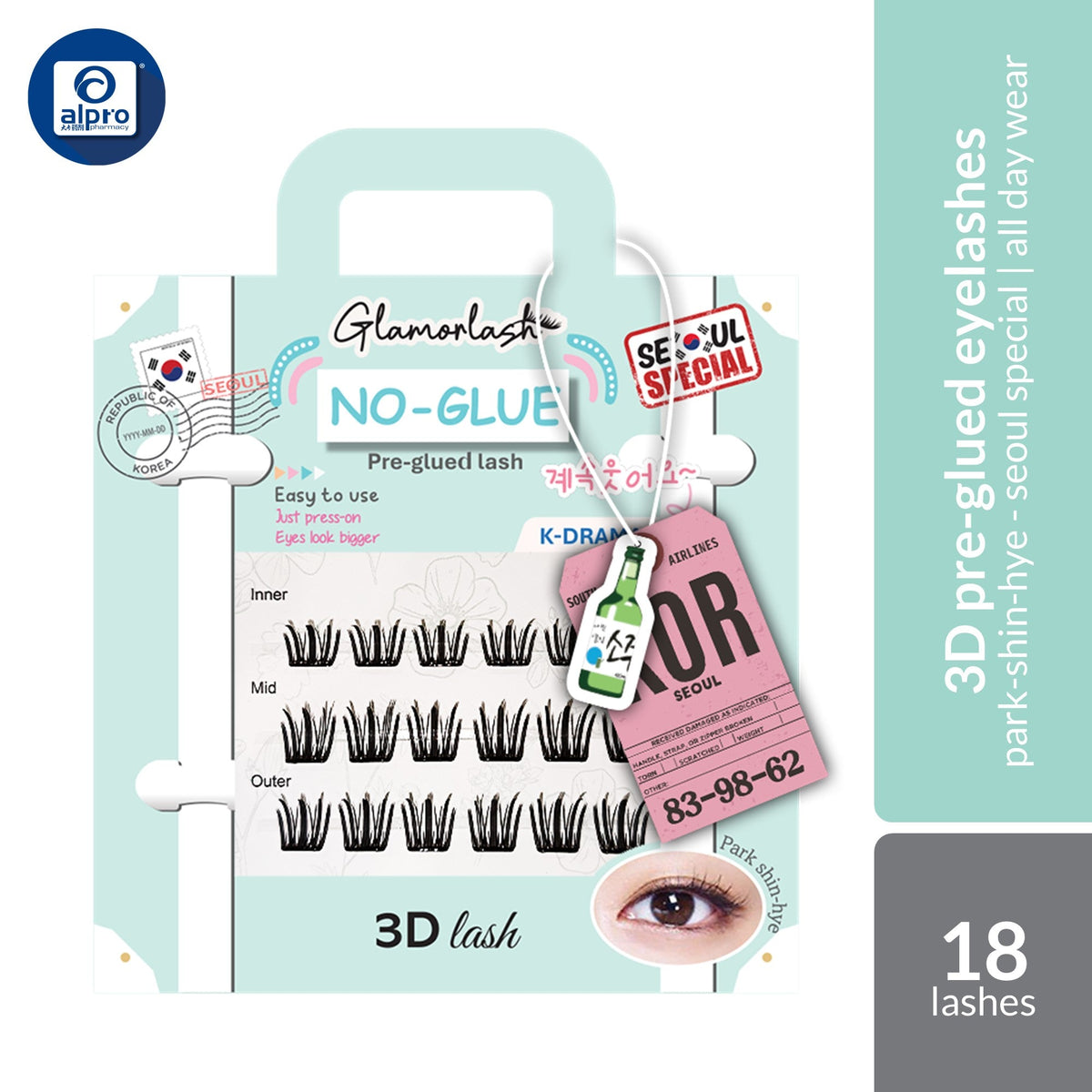 Glamorlash Press-On 3D Lash 18s | Pre-Glued False Eyelashes for Easy Application & All-Day Wear Glamorlash
