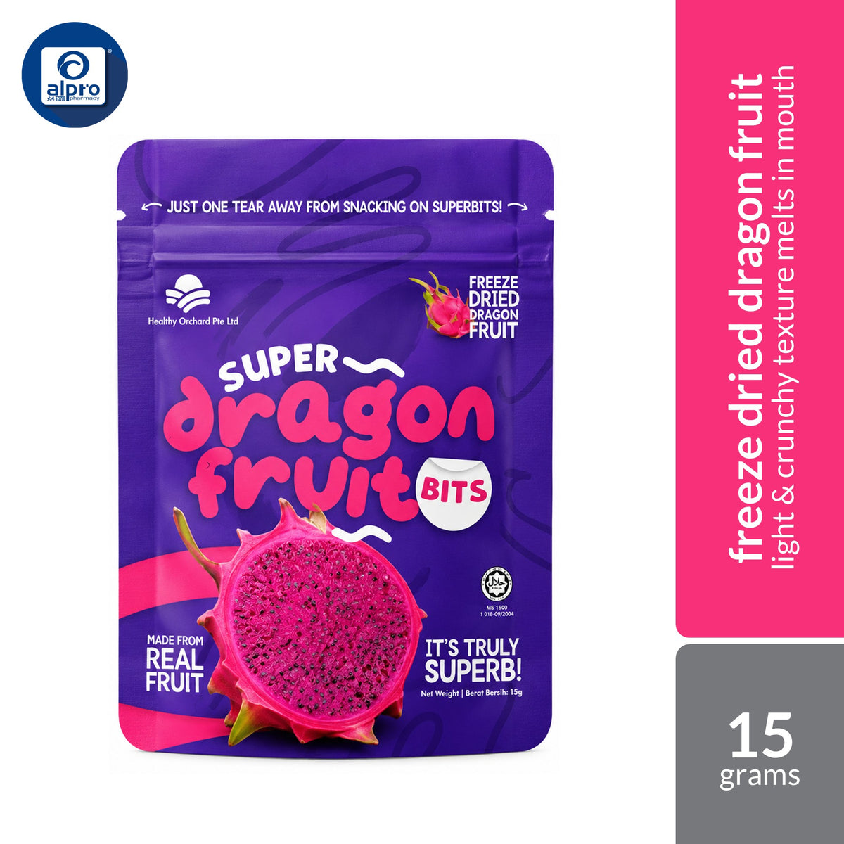 Superbits Freeze Dried Fruits (Banana / Dragon Fruit / Durian / Mango / Pineapple / Strawberry) 15g | Light & Crunchy