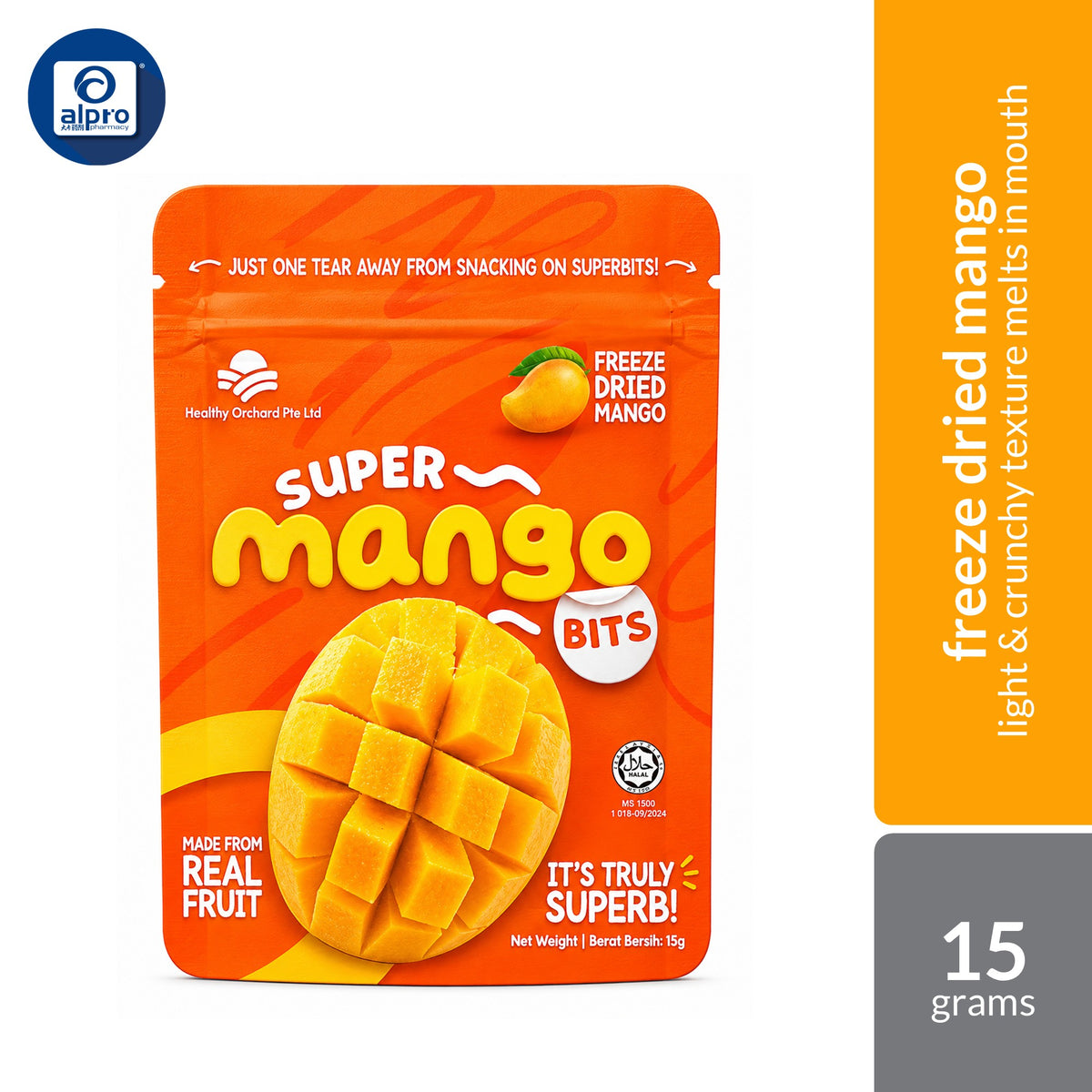 Superbits Freeze Dried Fruits (Banana / Dragon Fruit / Durian / Mango / Pineapple / Strawberry) 15g | Light & Crunchy