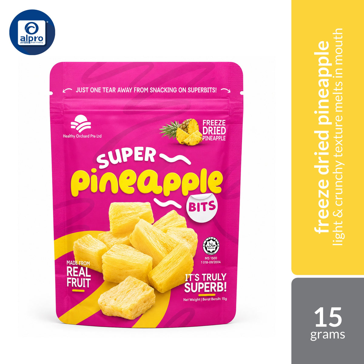 Superbits Freeze Dried Fruits (Banana / Dragon Fruit / Durian / Mango / Pineapple / Strawberry) 15g | Light & Crunchy