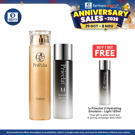 Prieclat Lotion 150ml  + Prieclat U Hydrating Emulsion 120ml - Light Bundle