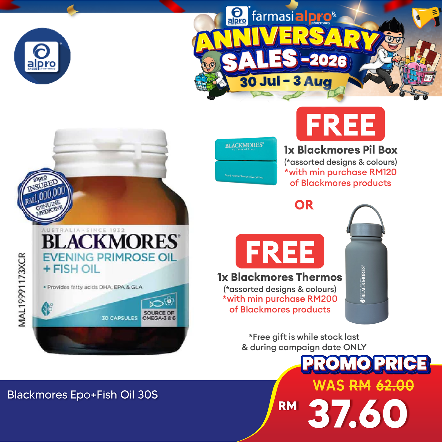 Blackmores Evening Primrose Oil + Fish Oil 30s | Anti-Inflamation Blackmores