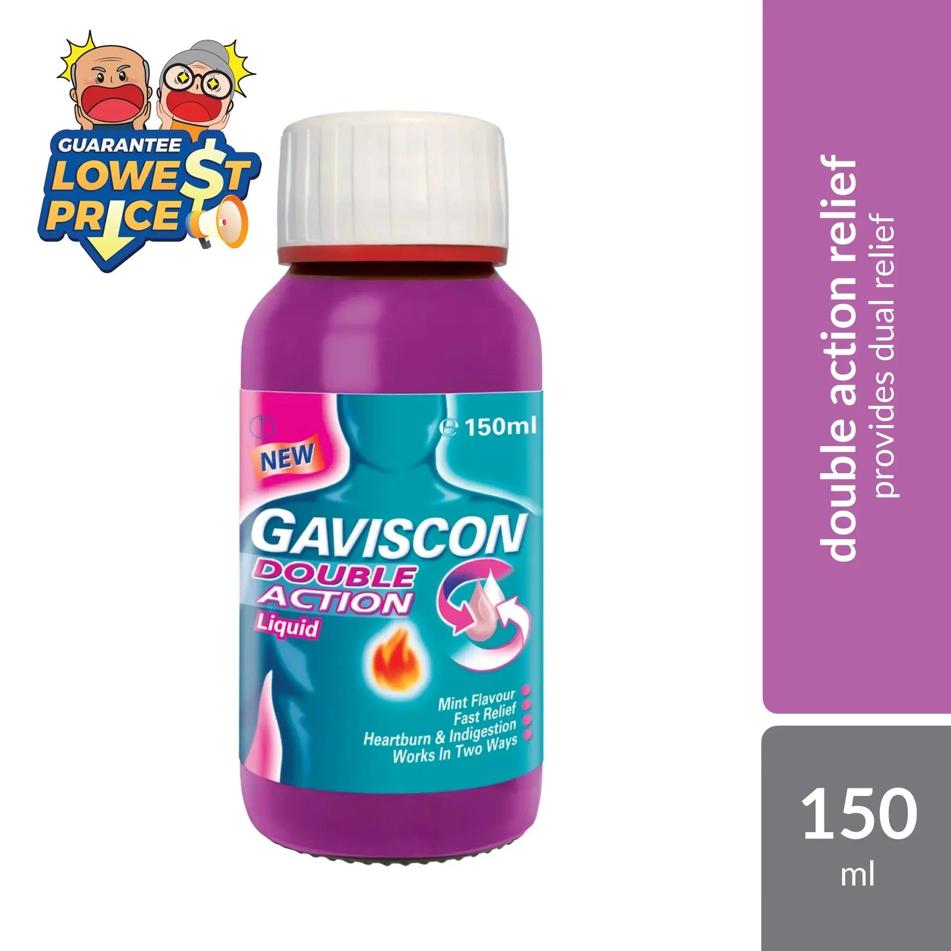 Gaviscon Double Action Liquid 150ml | Provides Dual Relief Gaviscon