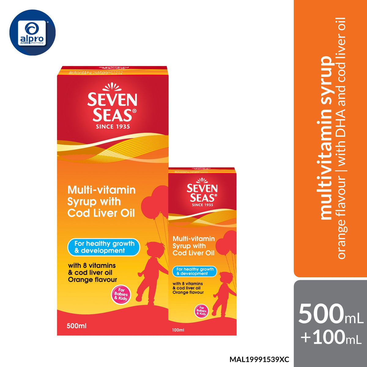 Seven Seas Multi-vitamin Syrup with Cod Liver Oil 500mL (Free 100mL) | Supports Healthy Growth & Development