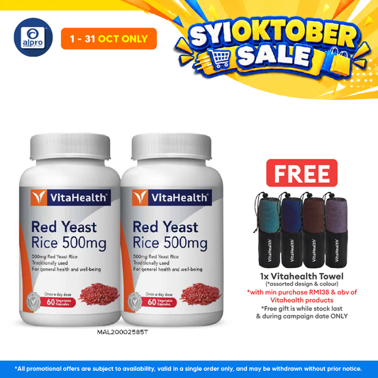 Vitahealth Red Yeast Rice 500mg 2x60s | Cholesterol Management