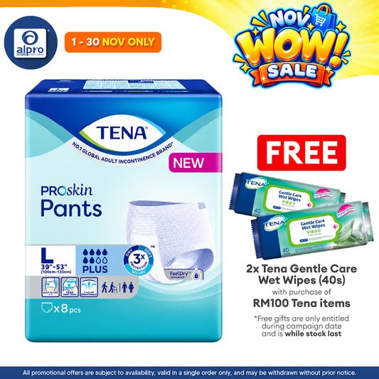 Tena Pants Plus L 8's | Triple Protection