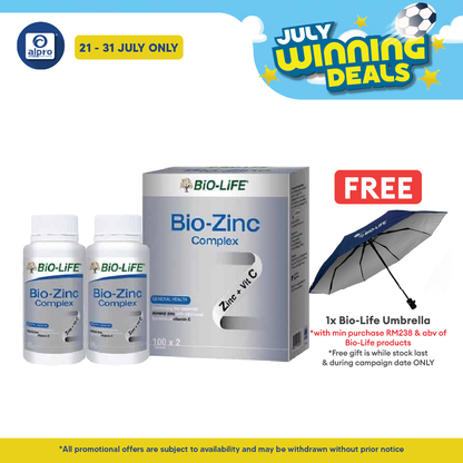 Bio-Life Bio-Zinc Complex 2 X 100s | Antioxidant Essential Bio-life