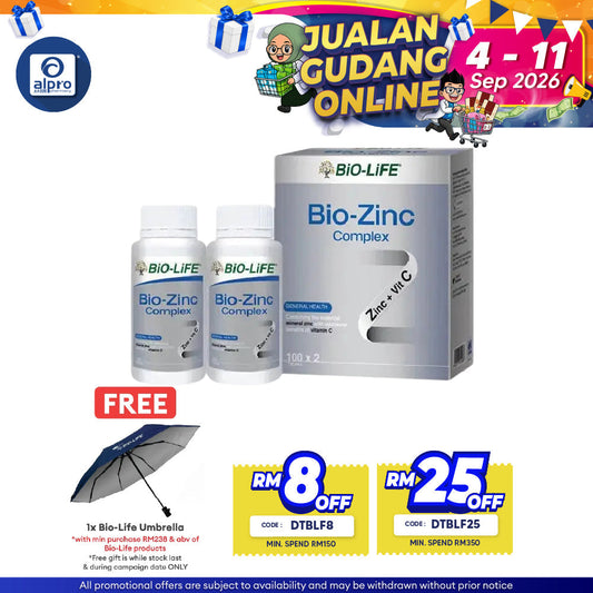 Bio-Life Bio-Zinc Complex 2 X 100s | Antioxidant Essential Bio-life