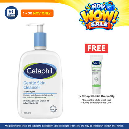 Cetaphil Gentle Skin Cleanser 1L | For Dry and Sensitive Skin
