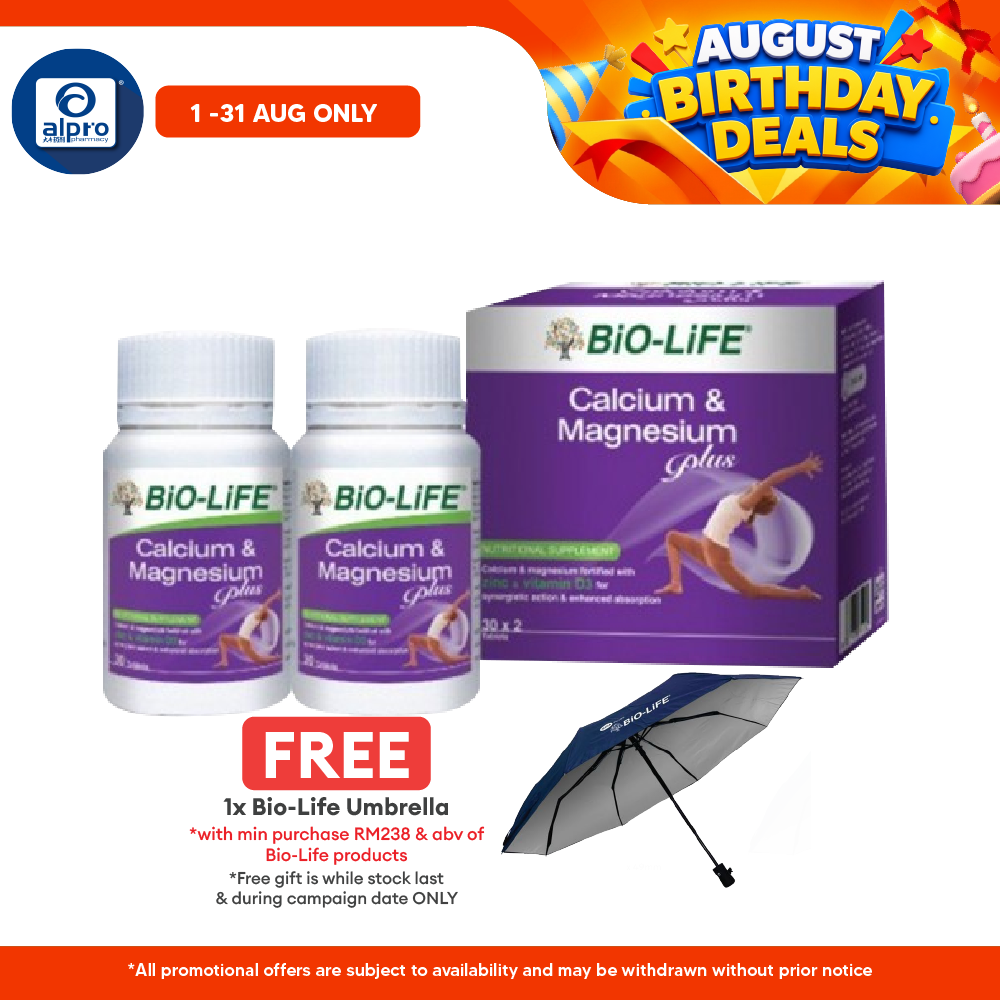 Bio-Life Calcium Magnesium Plus 2 x 30s | Maintains Healthy Bones and Teeth Bio-life