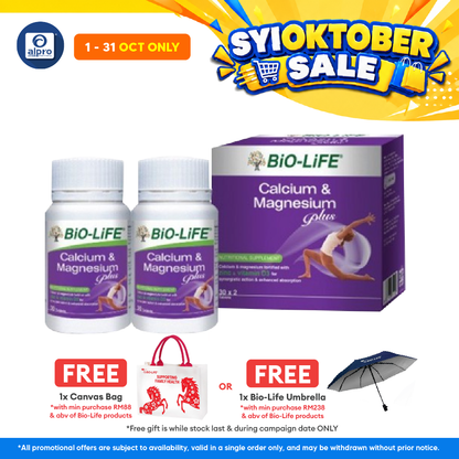 Bio-Life Calcium Magnesium Plus 2 x 30s | Maintains Healthy Bones and Teeth