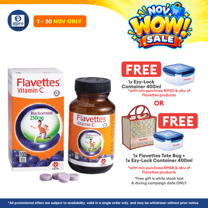 Flavettes Vitamin C 250mg (Blackcurrant) 100s | For Adult