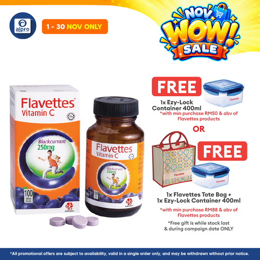 Flavettes Vitamin C 250mg (Blackcurrant) 100s | For Adult