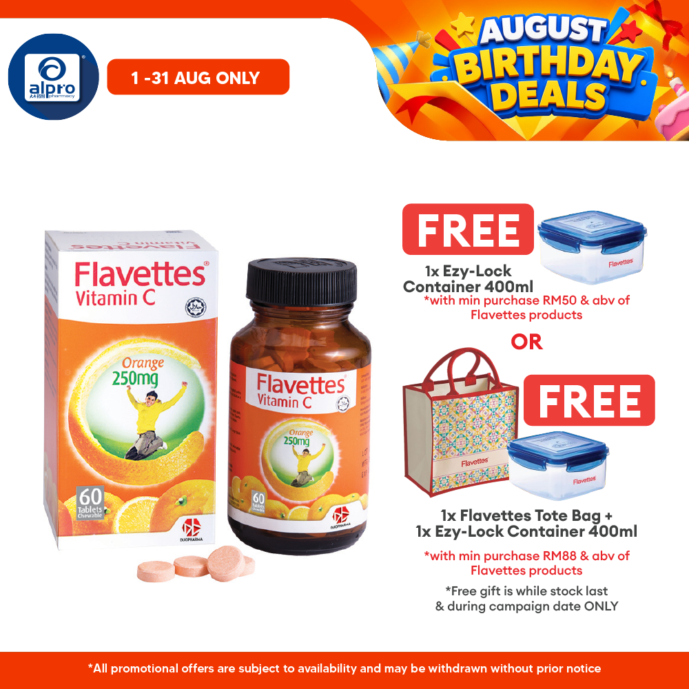 Flavettes Vitamin C 250mg Orange 60s | Immune System Health Flavettes